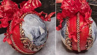 Christmas Ornaments DIY 🎄 Vintage Christmas Tree Baubles ❤ Decoupage @crazyruthdiy