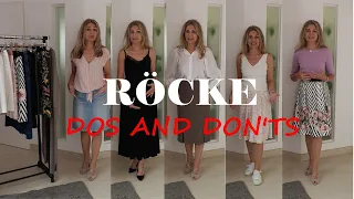 Rock Outfits Sommer Trends 2022 Bauch Hüfte Po kaschieren Dos and Don'ts Tipps Mode Style Damen