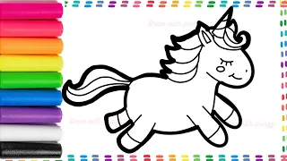 Unicorn Drawing, Painting and Coloring activity for Preschool kids and Toddlers | How To Draw