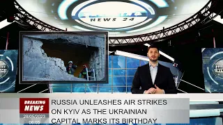 Russia unleashes air strikes on Kyiv as the Ukrainian capital marks its birthday