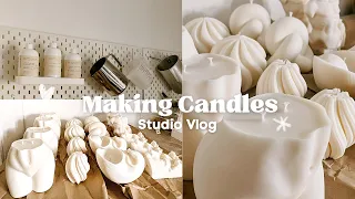 Candle Studio Vlog | Pouring and demolding decorative candles | Soy wax candles | Small business