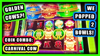 There Are Golden Cows In This Game?! We Popped 2 Bowls! Let's Play Coin Combo Carnival Cow Slots