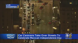 Gridlock Persists Downtown With Car Caravans Celebrating Mexican Independence Day