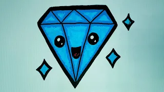 How to draw a cute diamond | A simple step-by-step drawing lesson for children