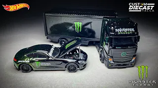 🔥Custom Hot Wheels Team Transport Monster Energy Mercedes Benz🔥