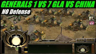 C&C Generals _1 VS 7 Brutal Armies No Defense  1 GLA vs 7 CHINA ( Twilight Flame )