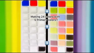 Making 24 colors with 5 Primary colors !! #colormixing #satisfying #oddlysatisfying