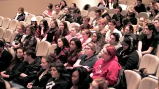 Prof. Michael Greyeyes addresses students at beginning of "The Birds"