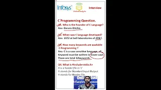 Infosys C programming important interview questions . @OnlineStudy4u