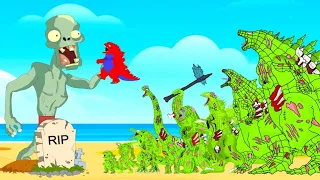 Evolution Of SPIDER GODZILLA's vs BIG ZOMBIE : Who Will Win?| Godzilla Cartoon Compilation