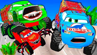 Lightning McQueen and MATER vs Chick Hicks ZOMBIE  Pixar cars Zombie apocalypse in  BeamNG.drive