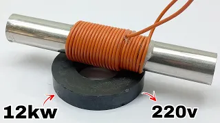 I turn Steel Pipe into 220v 12000w Free Energy Generator Use Super Magnet 🧲