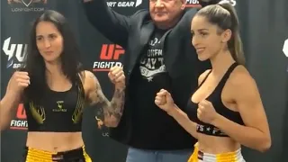 Selina Flores vs. Natalie Morgan - Weigh-in Face-Off - (Lion Fight 70) - [Muay Thai]