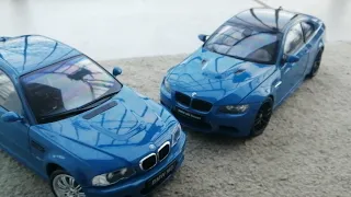 comparison: BMW M3 Coupe | E46VS. E92 | COLOR: Laguna Seca Blue | Solido Vs. Kyosho | x2 1:18