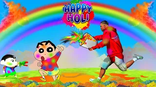 SHINCHAN AND FRANKLIN CELEBRATE HOLI in GTA 5 | THUGBOI MAX