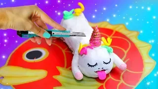 ¿QUÉ HAY DENTRO DE UN UNICORNIO? slime? cortando y abriendo a un unicornio comilón