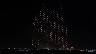 DOGE was spotted in an amazing drone show at Tesla Cyber Rodeo event just now!