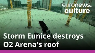 Storm Eunice tears huge hole through roof of London's O2 Arena