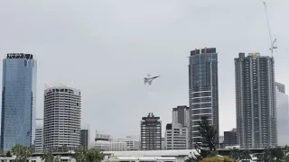 fighter jet fly by flyover; f/a-18f super hornet; brisbane australia