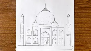 How to draw taj mahal easy step by step // Easy drawing for beginners step by step with pencil