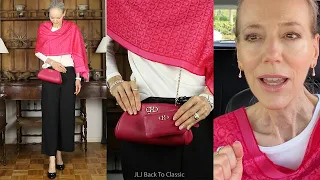 Vlog: Ferragamo Pink Gancini Minibag & Scarf, Black Pants, White Tee, Lunch Waterside Shops NaplesFL