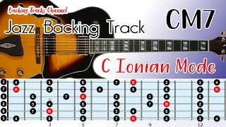 Ionian Mode Jazz Guitar Backing Track With Scale Chart - C Major