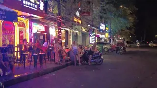 Phnom Penh Nightlife Tour At Night Near Riverside And Bar 4k