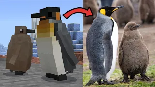 Minecraft penguins VS reality (side by side comparison) with sound effects [24 creatures]