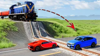 Cars vs Train Tracks x Road Restrictions x Upside Down Speed Bumps ▶️ BeamNG Drive