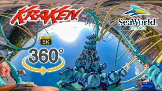 5K VR 360 Kraken Roller Coaster Front and Back Seat Ultra HD POVSeaWorld Orlando 01-16-2020