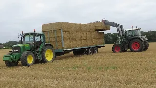 Harvest 2021 - Collecting Straw Bales with Fendt 415 & John Deere 6420S