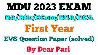 Environmental Studies All 1st Year Question Paper Solution MDU 2023 | EVS Solved Paper @Dear_Pari