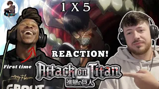 EREN DIED!!? His first time reacting to ATTACK ON TITAN | EPISODE 5 REACTION (w/Subtitles)