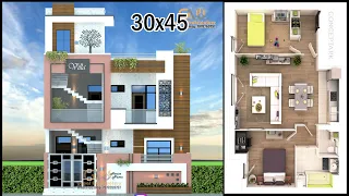 30'-0"x45'-0" 4 Room 3D House Plan | Modern House Design | Whatsapp/Call +91-7078269797