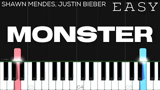 Shawn Mendes, Justin Bieber - Monster | EASY Piano Tutorial