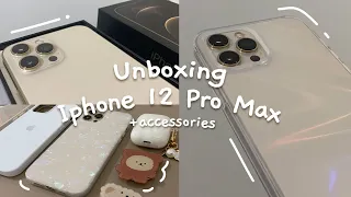 Unboxing iphone 12 pro max (gold) + accessories ♡