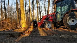 Cleaning Dead Falls In The Forest For Firewood With The RK37 Tractor, Granit Grapple, and Stihl 500i