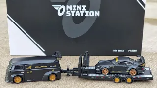 Limited Edition Diecast set Mini Station Porsche VW type one with trailer. Unboxing and Review!