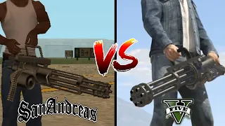 GTA SAN ANDREAS MINIGUN VS GTA 5 MINIGUN ➤ WHERE IS BETTER?