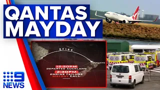 Anxious landing after Qantas plane engine fails over the Pacific | 9 News Australia