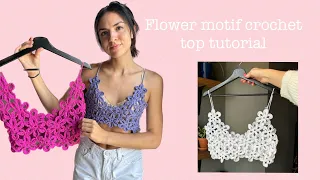 Flower motif crochet top tutorial (easy)