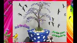 Tutorial: How to make a beautiful blue bonsai, with beads and wire 🌳 #57