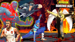 Franklin and Krrish & Flying Jatt Fight With Devil Serbian Dancing Lady For Lava God Power in GTA 5!
