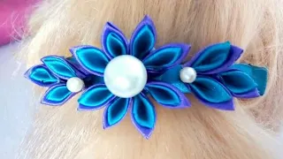 DIY Kanzashi flower hair-clip || Kanzashi flower || how to Kanzashi Flores De Cinta #kanzashi ??