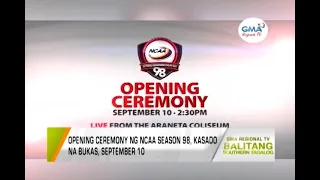 Balitang Southern Tagalog: Opening ceremony ng NCAA Season 98, kasado na bukas, September 10