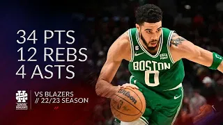 Jayson Tatum 34 pts 12 rebs 4 asts vs Blazers 22/23 season