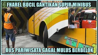 Fharel Bocil Gantikan Supir Minibus, Bus Pariwisata Gagal Mulus Berbelok di Tanjakan Sitinjau Lauik