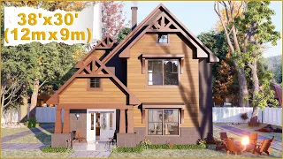 Discover The Magic of 3 Bedrooms, 2.5 Bathrooms Craftsman House | 38'x30' (12mx9m) Cottage House.