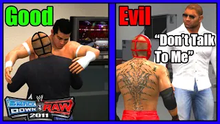 How Do WWE Superstars React To Good vs Evil Rey Mysterio In WWE Smackdown vs RAW 2011?
