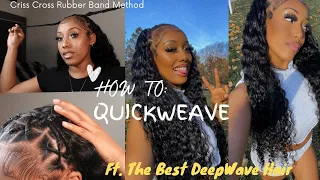 HOW TO: Criss Cross Rubber Band Hairstyle + Quickweave!